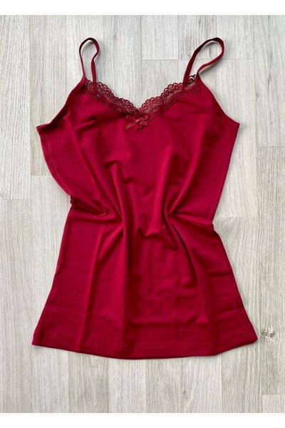 VicTroy 5 Pieces Set: White, Claret Red, Plum, Dark Blue and Black Color Lace Bow Tank Top and Panties