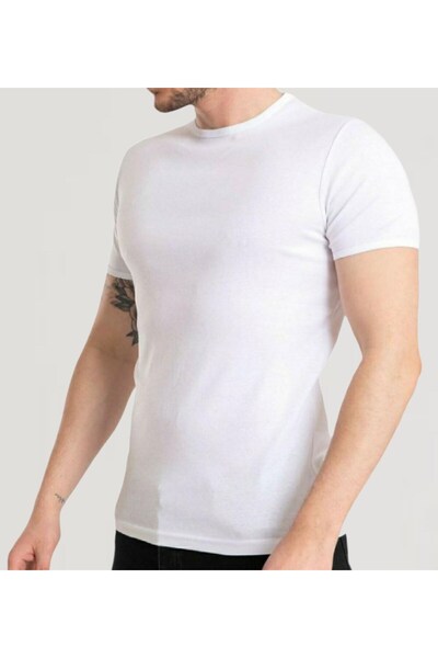 marufshop Men's Slimfit Lycra Crew Neck Short Sleeve Mody T-Shirt