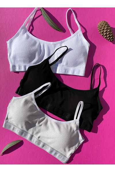 VicTroy 3-Piece Gray Corded Thin Rope Strap Cotton Half Tank with Pads (M=70-75, L=80-85, XL=90-95 )