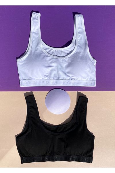 VicTroy Padded 2-Piece Black and White Strappy Bustier-Half Tank Top (M=70-75, L=80-85, XL=90-95, 2XL=100-105)