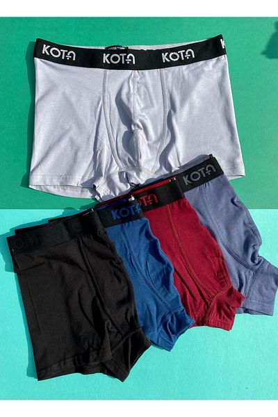 VicTroy Ανδρικά Modal Boxers - Πακέτο 4 χωρίς ίχνη, φαρδιά ελαστικά, ανθρακί, μπορντό, μπλε και μπεζ χρώματα