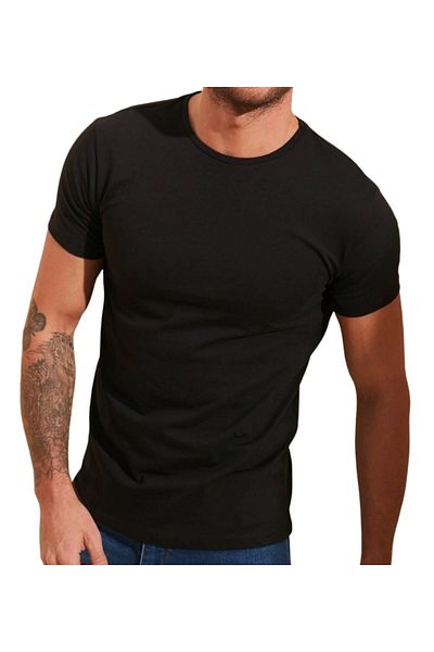 marufshop Ανδρικό T-Shirt Slimfit Lycra Crew με κοντό μανίκι Mody