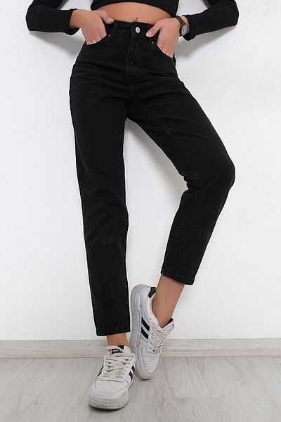 dressmix Flexible Lycra High Waist Black Mom Jeans - Size 1 (Small Forehead)