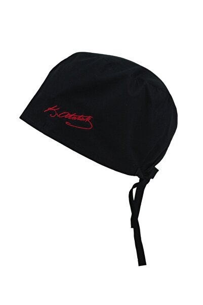 DrMia K.atatürk Imzalı Siyah Cerrahi Doktor Hemşire Hastane Bonesi Kırmızı Na...