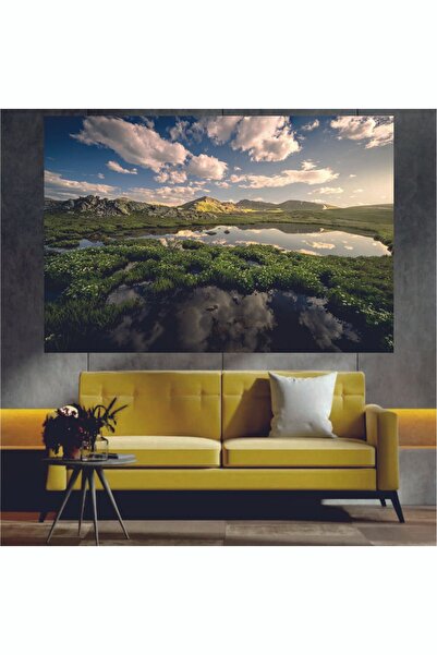 HOMEARTHS Göl ve Dağ Manzaralı Dekoratif Duvar Tablosu
