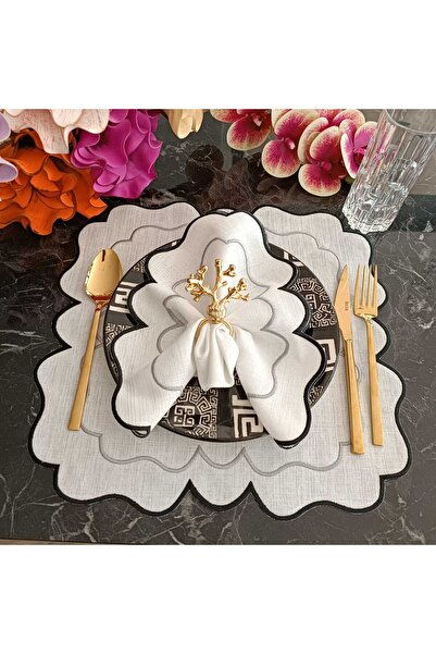 LASETU 4 американски подложки за маса - оранжеви и мраморни детайли, устойчив...