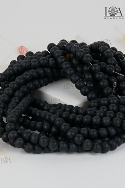 LANDOFACCESSORY 8 mm Matte Onix Black - 25 Pieces of Crimped Natural Stone Be...