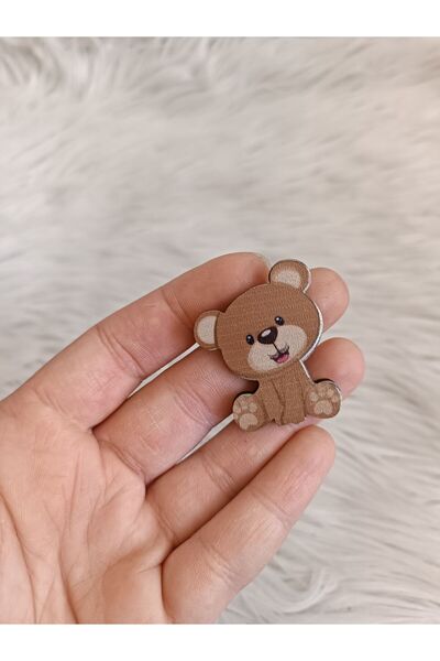 doğrukan 25 adet oturan sevimli kahvernegi ayıcık 4 cm UV baskılı ahşap figür...