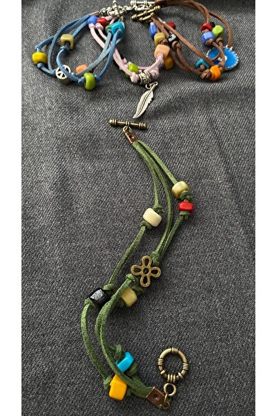 ND takı tasarım Nubuk deri nazar boncuk detaylı bileklik