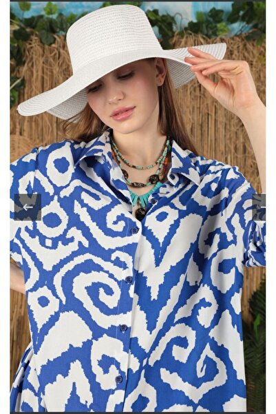 Kaktüs Moda Viscose Fabric Zebra Pattern Women's Shirt Dress