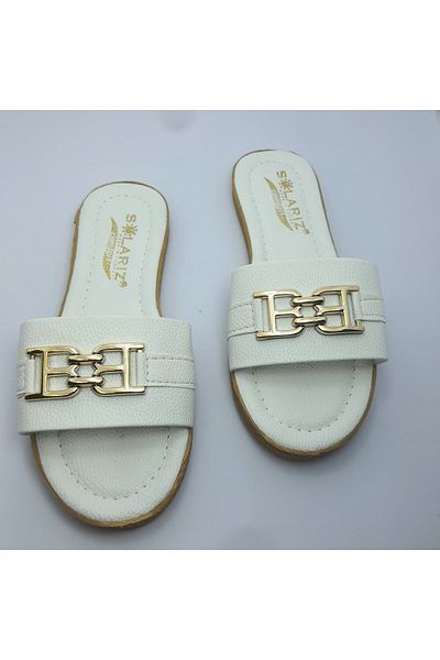 NewOneMall NewMallOne Papuci de casă albi pentru femei, eleganti, confortabili, cu cataramă, acasă, mare, plajă, papuci de zestre pentru oaspeți