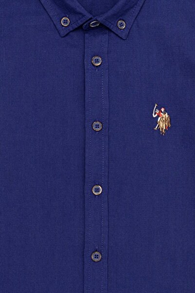 U.S. Polo Assn. Cămașă pentru copii 3-13 ani - mânecă scurtă, aspect in, 100% bumbac, bleumarin alb albastru deschis Culoare piatră