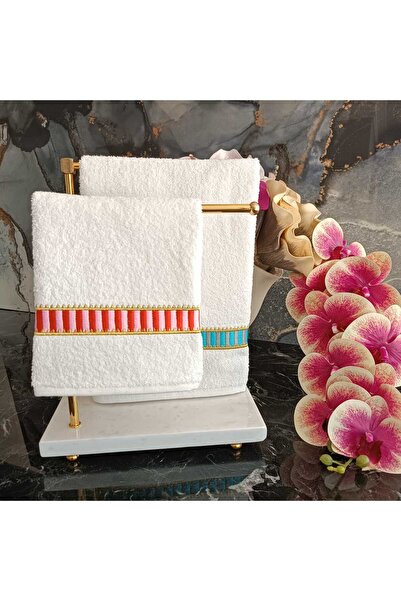 LASETU PIP STUDIO - Кухонний та ванний рушник з червоним і синім візерунком, 2 штуки