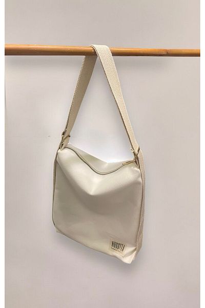 Nuggita White Color - Woven Canvas Bag That Can Be Shoulder and Backpack, Zippered