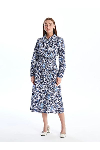 LC Waikiki LCWAIKIKI Classic Patterned Long Sleeve Women's Shirt Dress