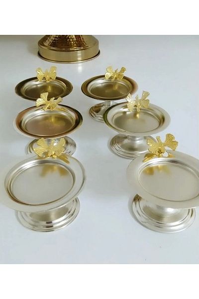 Elzemm store DECORATIVE SILVER COLOR WITH BUTTERFLY 6 PIECES MAKARONLUG CURVET DELIGHT