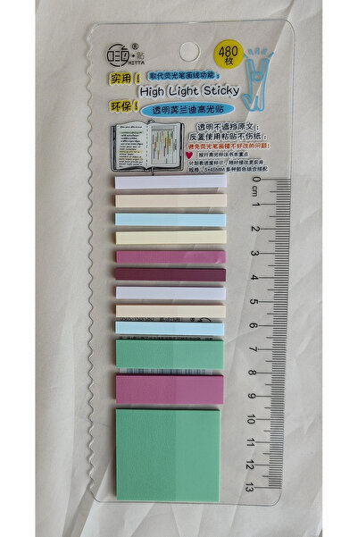 sibga tasarım 480 yaprak İnce Şerit Şeffaf Renkli Postit Post-it Post It. Kit...