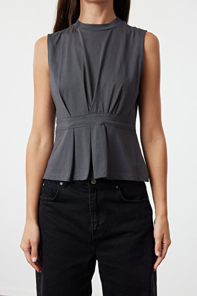 Trendyol Collection Knitted Anthracite Blouse - TWOSS24BZ00587