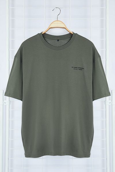 Trendyol Collection Βαμβακερό μπλουζάκι χακί χρώματος Oversize - TMNSS24TS00014