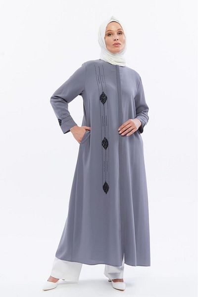 Jamila Large Size Women's Summer Ferace with Stone Detail
