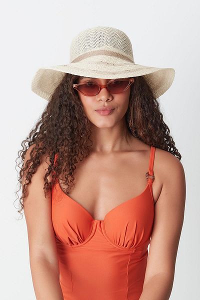 C&City Mercerisierter hellbeiger Strandhut - T23740-15