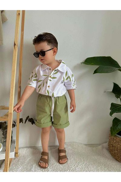 MİNİKO KİDS Linen Shorts Set - Boy's Shirt Model