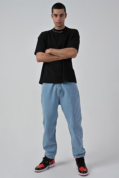 Rocqerx R-5680 Μπλουζάκι Oversize με λεπτομέρεια κεντήματος γιακά