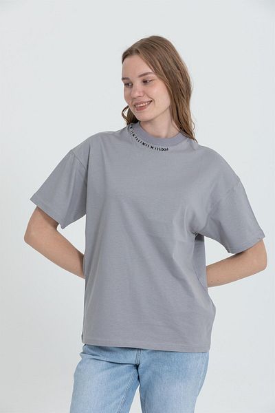 Rocqerx R-5680 Μπλουζάκι Oversize με λεπτομέρεια κεντήματος γιακά