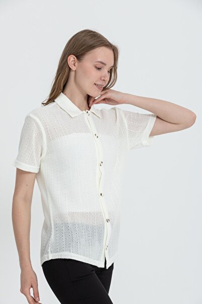 Rocqerx R-3926 Jacket Collar Short Sleeve Perforated Acrylic Shirt