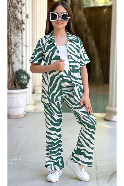 Calisa 3-Piece Girl's Spanish Palazzo Trousers and Shirt Strap Badi Set - Summer and Holiday