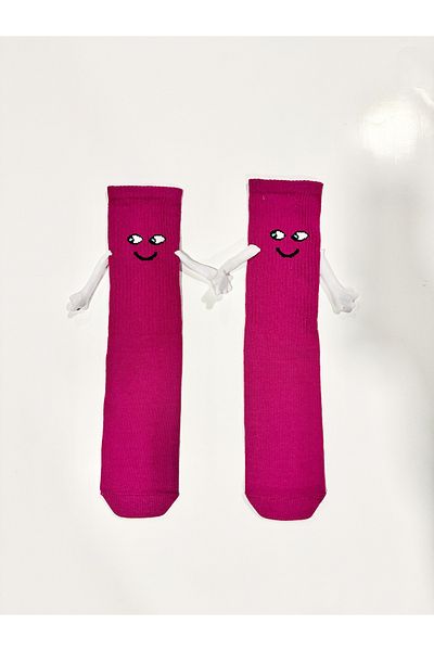 Pink Bunny gift for your baby Magnetic Combed Cotton Socks with Side Eye Pattern for Boys and Girls 1 Pair