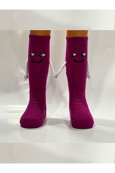 Pink Bunny gift for your baby Magnetic Combed Cotton Socks with Side Eye Pattern for Boys and Girls 1 Pair