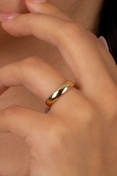 MÜCEVHER SARAYI 14 Ayar Altın Klasik Bombeli 3mm Düz Alyans Yüzük