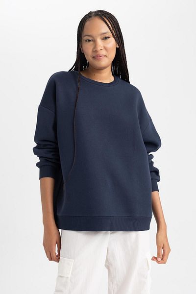 DeFacto Φούτερ Oversize Fit Crew Neck Thick Φούτερ Y1346az23wn