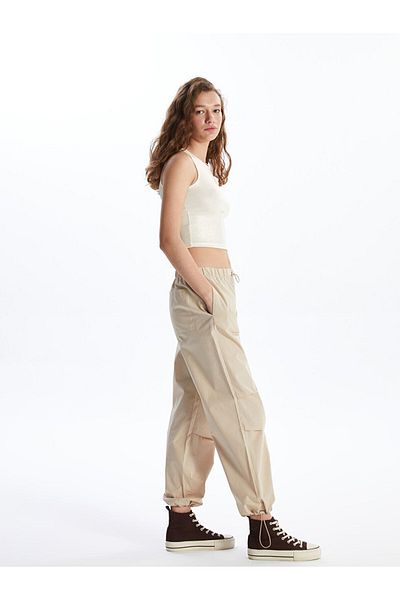 LC Waikiki Women's - Straight Parachute Pants with Elastic Waist