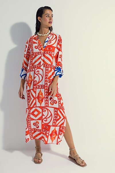 DeFacto Istanbul X Patterned Long Sleeve Breathable Beach Dress - Y1884az23hs