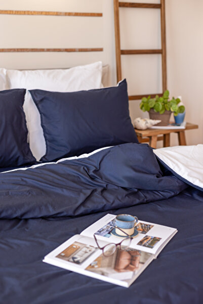 ELY PARKER Navy Blue Elastic Duvet Cover Set - Easy Iron, King Size (180x200) Sheet+Duvet Cover+H.Cover