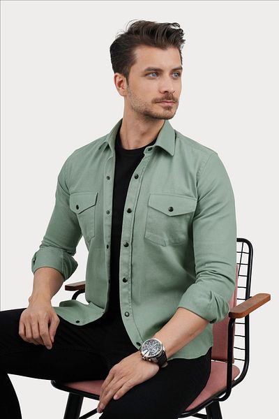 Etikmen Aqua Green Slimfit Real Jeans Herrenhemd