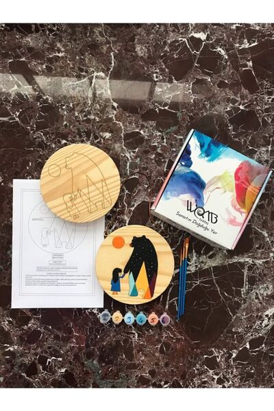 wombhobby Sevimli Dostluk Ahşap Boyama Seti(doğal Amerikan Çamı 19 Cm Çap 2.5...