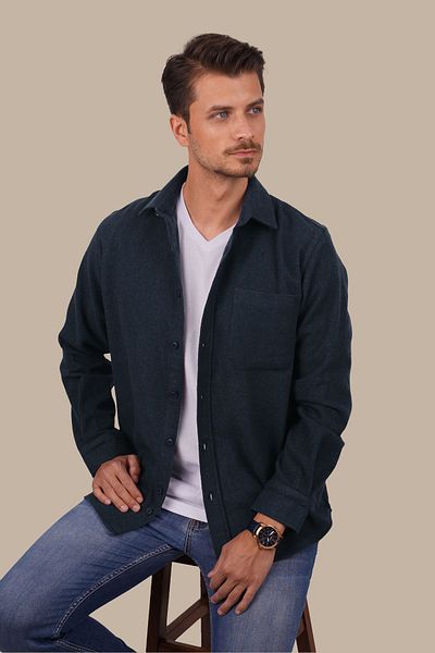 Etikmen Holzfällerhemd für Herren - Uni-Schnitt, Marineblau, Übergröße, Geschenkbox