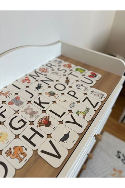 Bellacasa Letter animal Mapping Card, Educational Toy, Montessori Educational Toy, Motor Intelligence Toy