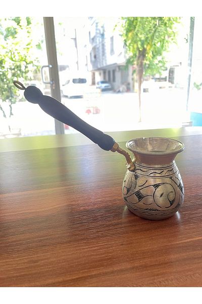 antepistachios Medium Size Copper Heavy Coffee Pot for 7 People - Handcrafted and Embroidered