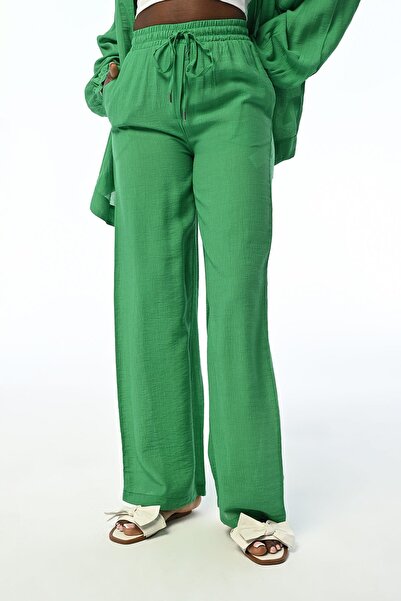 Orfeo Negro Culoare confortabilă pentru femei - Pantaloni de culoare uni cu picioare largi și talie elastică