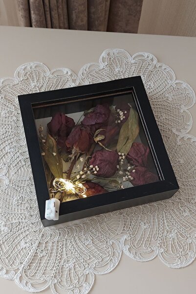 Verda Çerçeve 20x20x5 cm Ledli Anı Çerçevesi! Yeni Moda Çiçek Anı Çerçevesi!