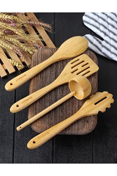 Bambum طقم تقديم من الخيزران مكون من 4 قطع - طقم إعداد الوجبات