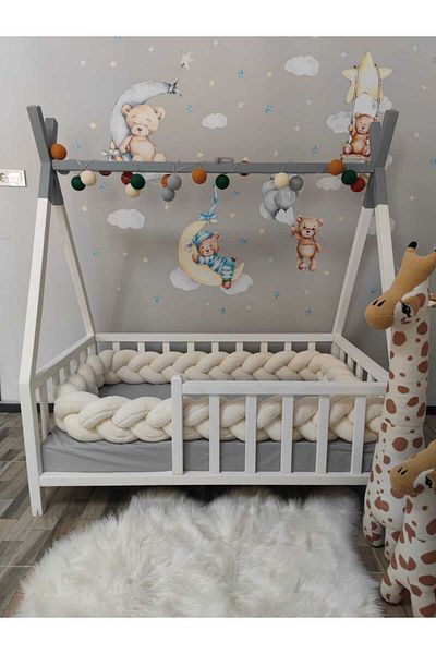 meleginisiklitoplari New Generation Plush Protection Model - 420 CM, 3-Piece Knitting, (80X130) For Crib