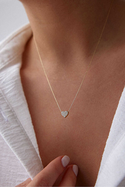 YAVUZ KUYUMCULUK Altın Taşlı Kalp Kolye Mini