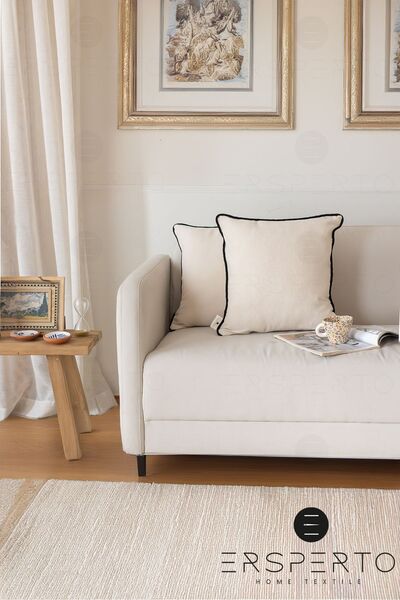 Ersperto قطعة واحدة من غطاء وسادة سادة من الكتان القطني - 43x43 سم