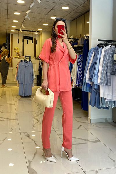Vosse Ekol Salmon Set - Elastic Waist and Button Detail