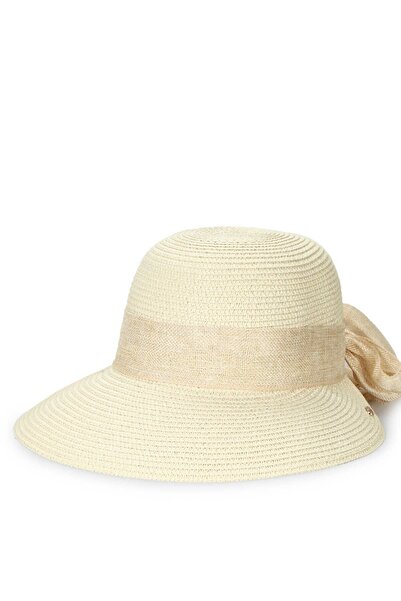 ESUSO قبعة من القش منقطة لورا - قبعة شاطئ قابلة للكي والغسل